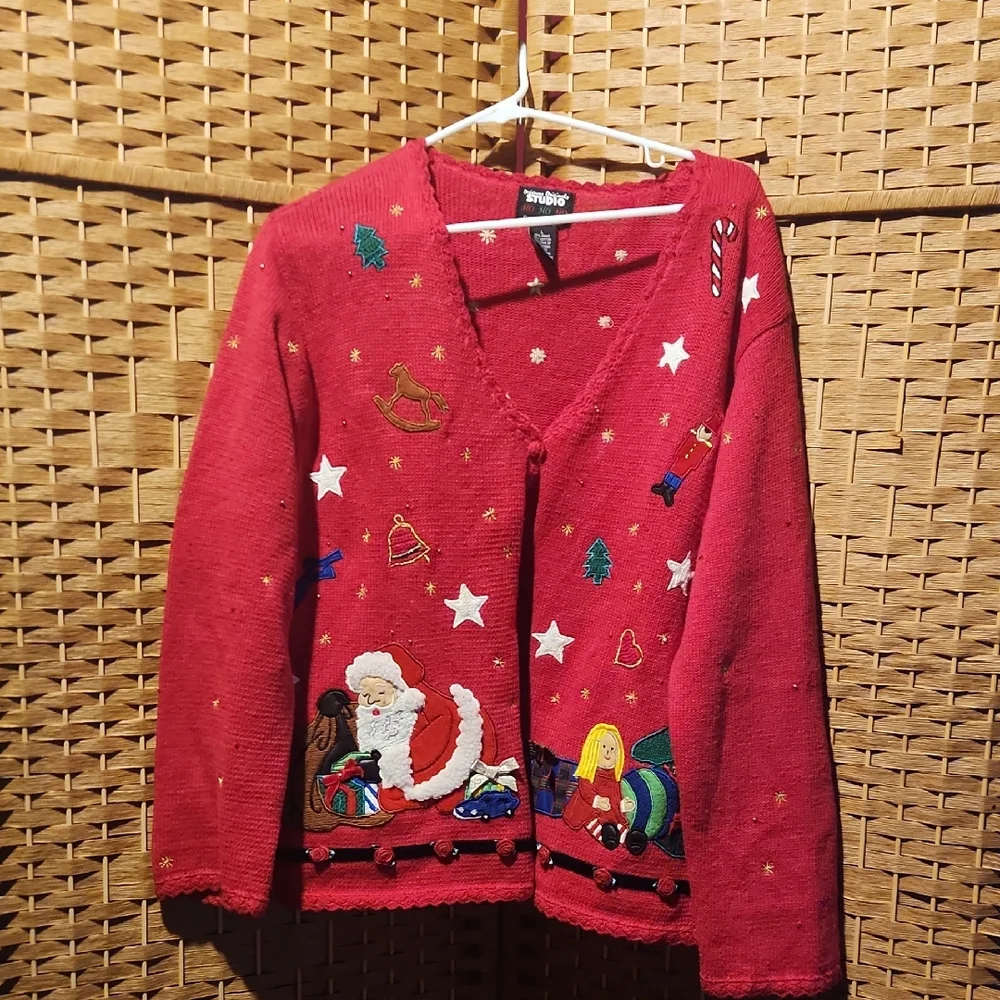 Designers Originals Studio, Vintage Holiday, Christmas, Colorful, Embroided Top